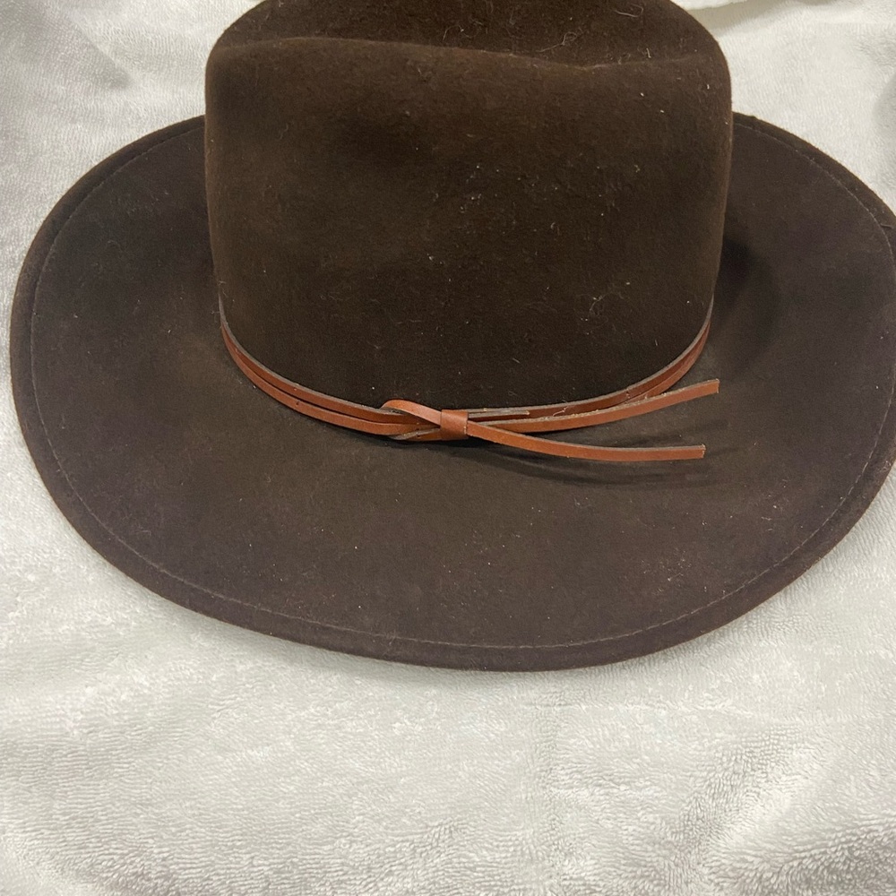 Dorfman Pacific Mens Brown Outback 100% Wool Felt Hat W/Leather Band Size Large - Picture 2 of 5